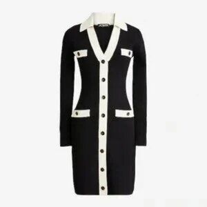 J.Crew Contrast mini sweater-dress in Supersculpt yarn-BN155-BLACK IVORY-NWT